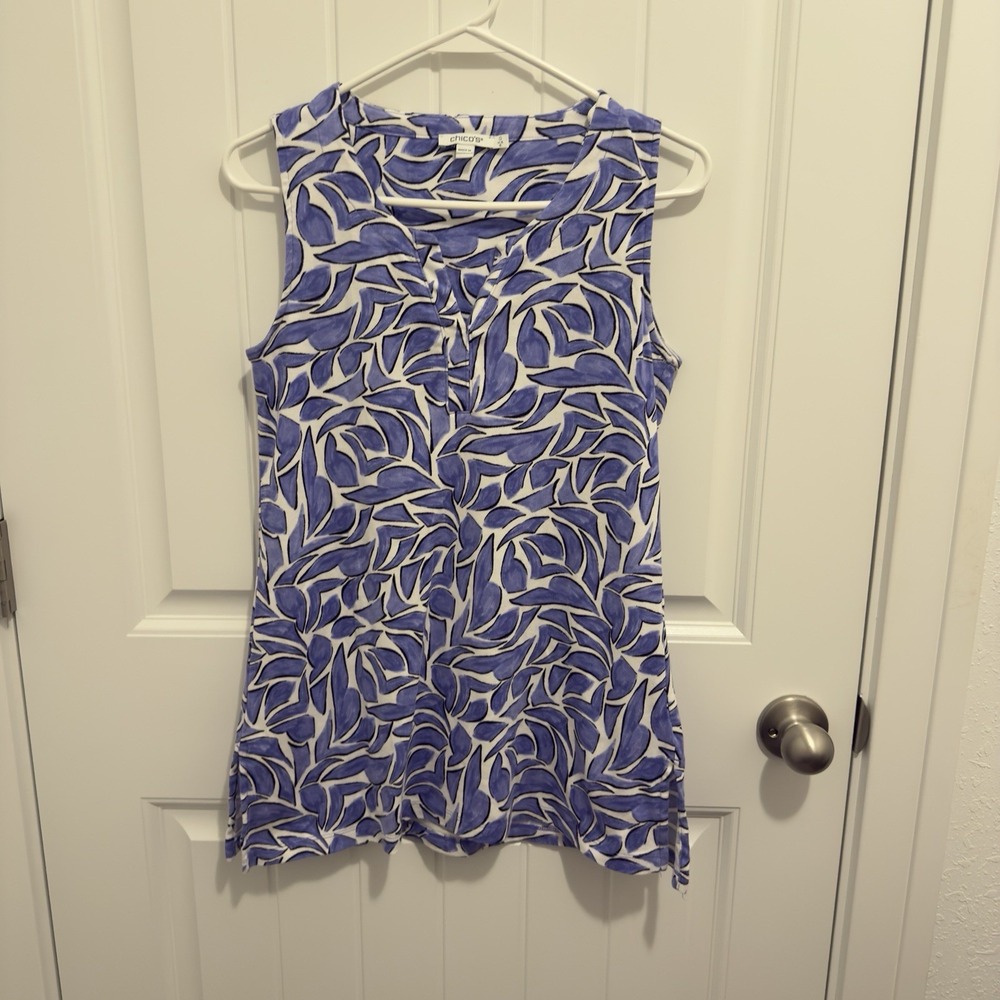 Chicos Women's Purple White Design Tunic Tank Size 0 (S)